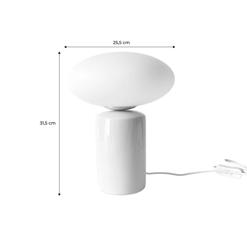 Lampada da tavolo per interni in ceramica e vetro, ø25,5 cm, grigio