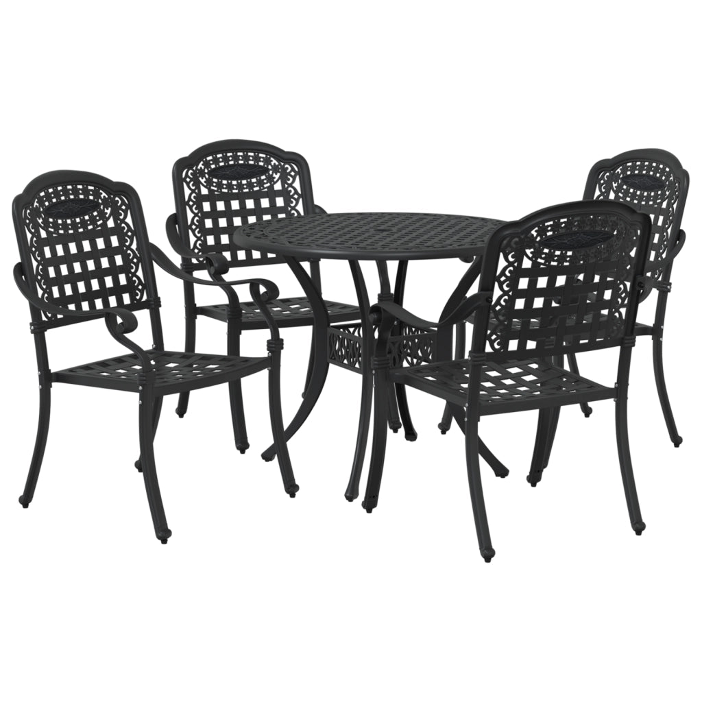 Set da Pranzo da Giardino in 5 Pezzi in Ghisa Nera