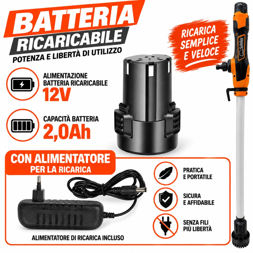 Pompa a Immersione con Batteria Ricaricabile 12V – 2,0Ah