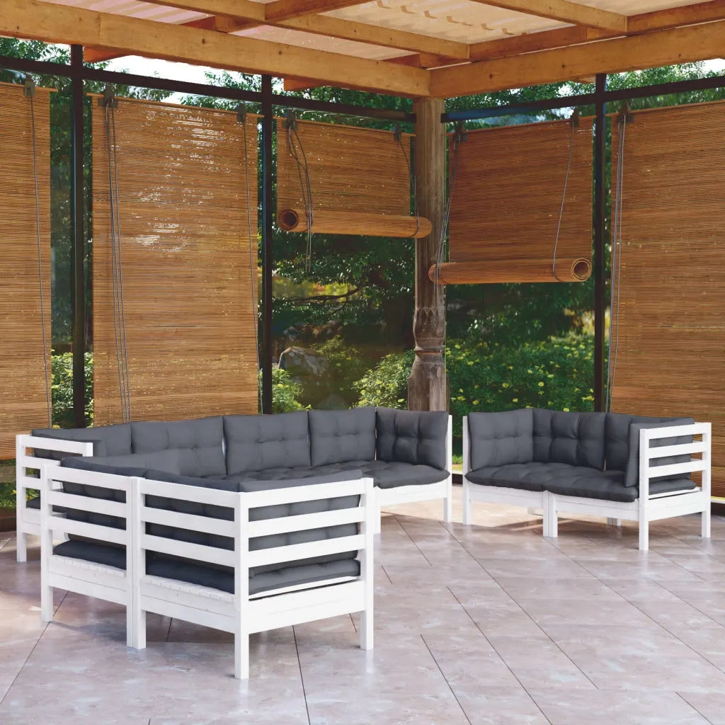 Set Salotto da Giardino con Cuscini 8 pz Legno Massello di Pino 3096269