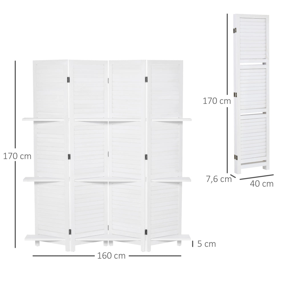 Paravent in legno 4 ante ¨C zephmum ¨C bianco 160x170 cm