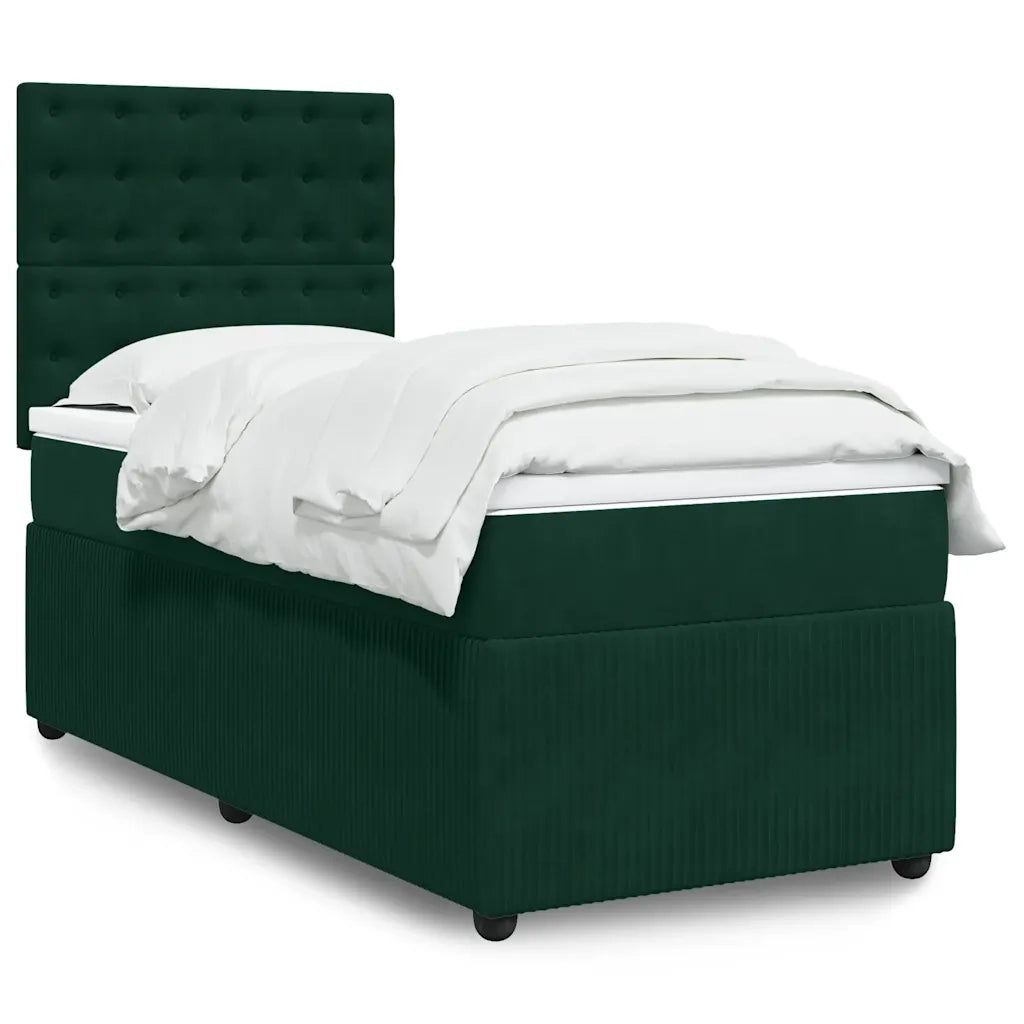 Giroletto a Molle con Materasso Verde Scuro 90x200 cm Velluto 3294553