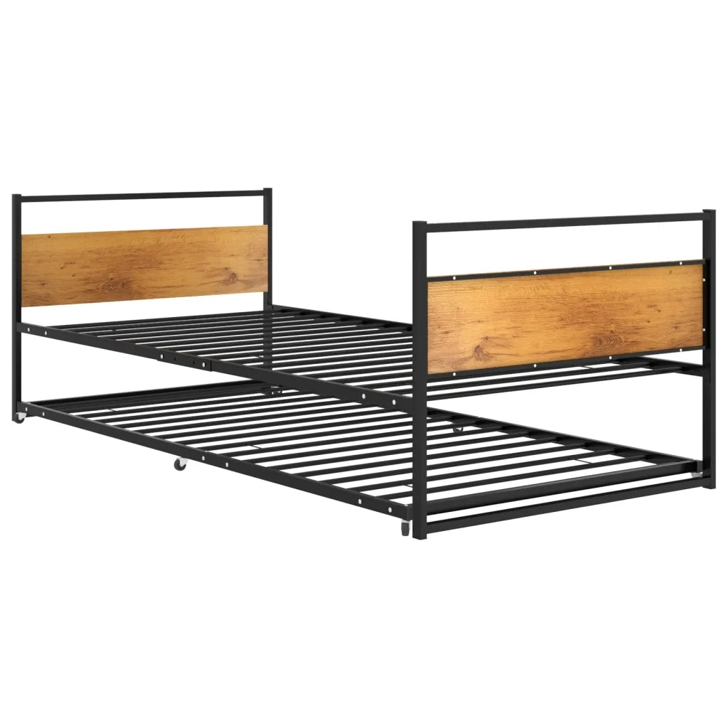 Giroletto Estraibile-Struttura Letto Nero in Metallo 90x200 cm