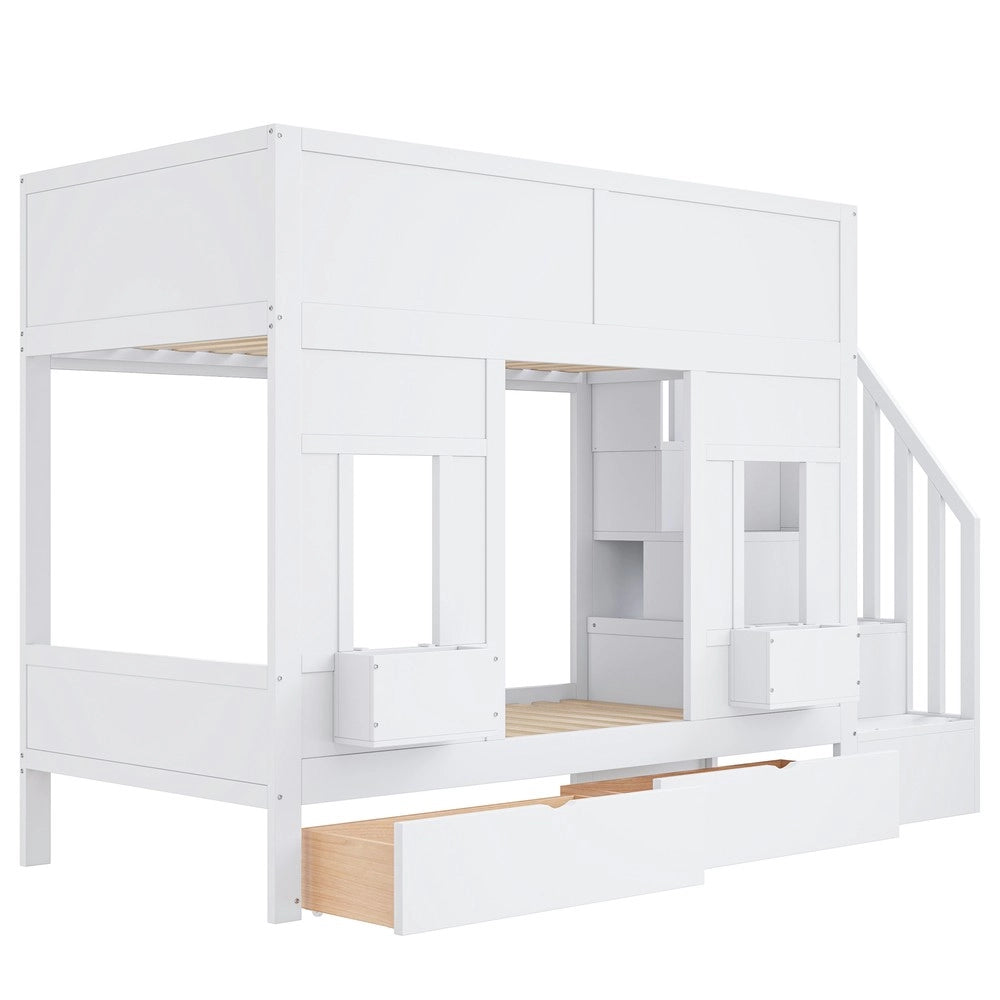 Letto a Castello per Bambini con Cassetti e Scala ¨C Xylo ¨C Legno 90x200