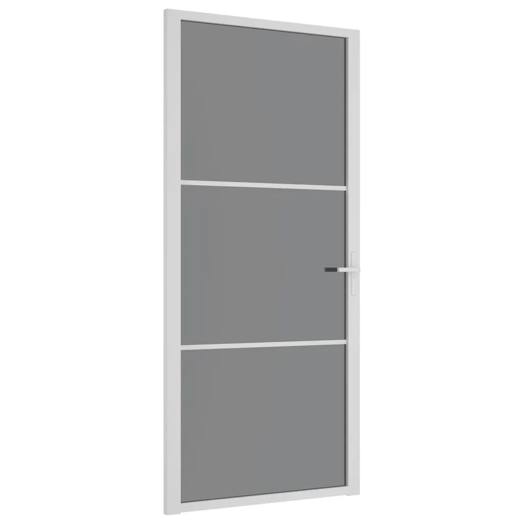 Porta Interna 93x201,5 cm Bianca in Vetro ESG e Alluminio 350586