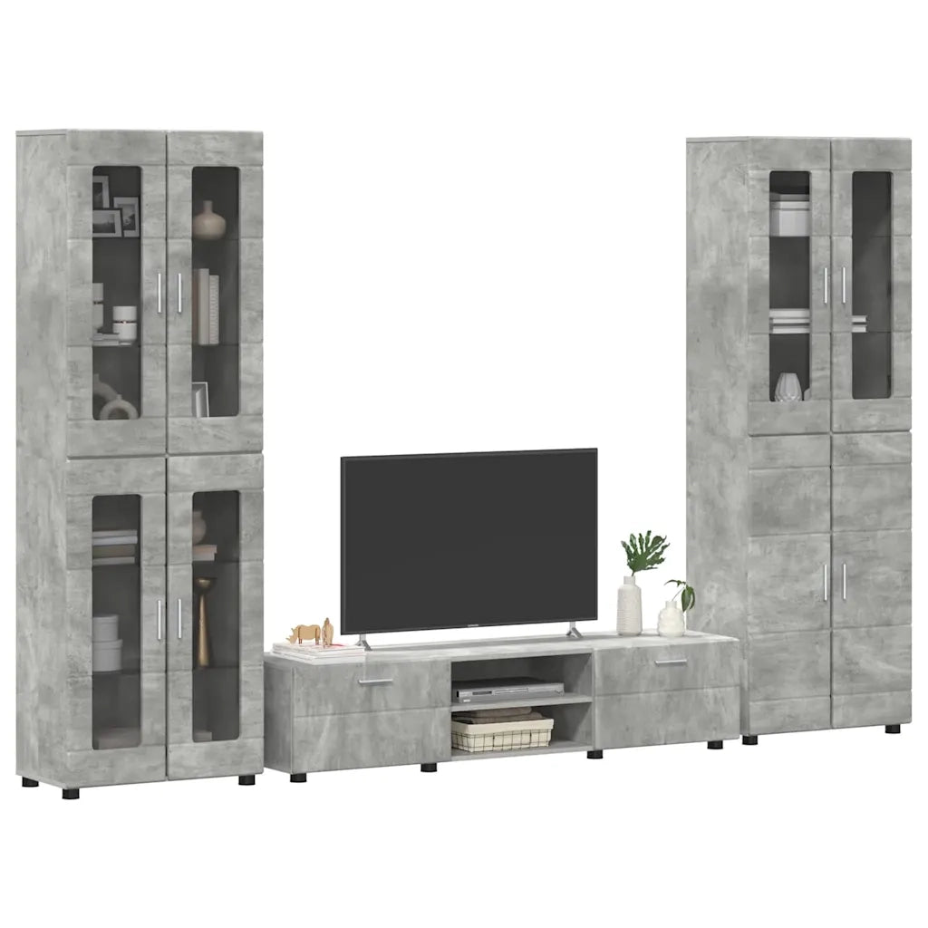 Set mobile TV con porta FLORIN Grigio cemento Legno multistrato