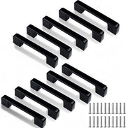 Maniglie per cassetti da cucina 96mm Nero - Set da 10 maniglie quadrata per armadi bagno e cucina (Incluso 20 viti).