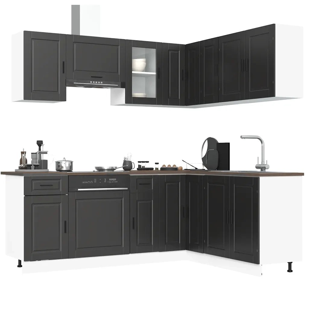 Set Mobili da Cucina 11 pz Porto Neri Legno Multistrato 3314962