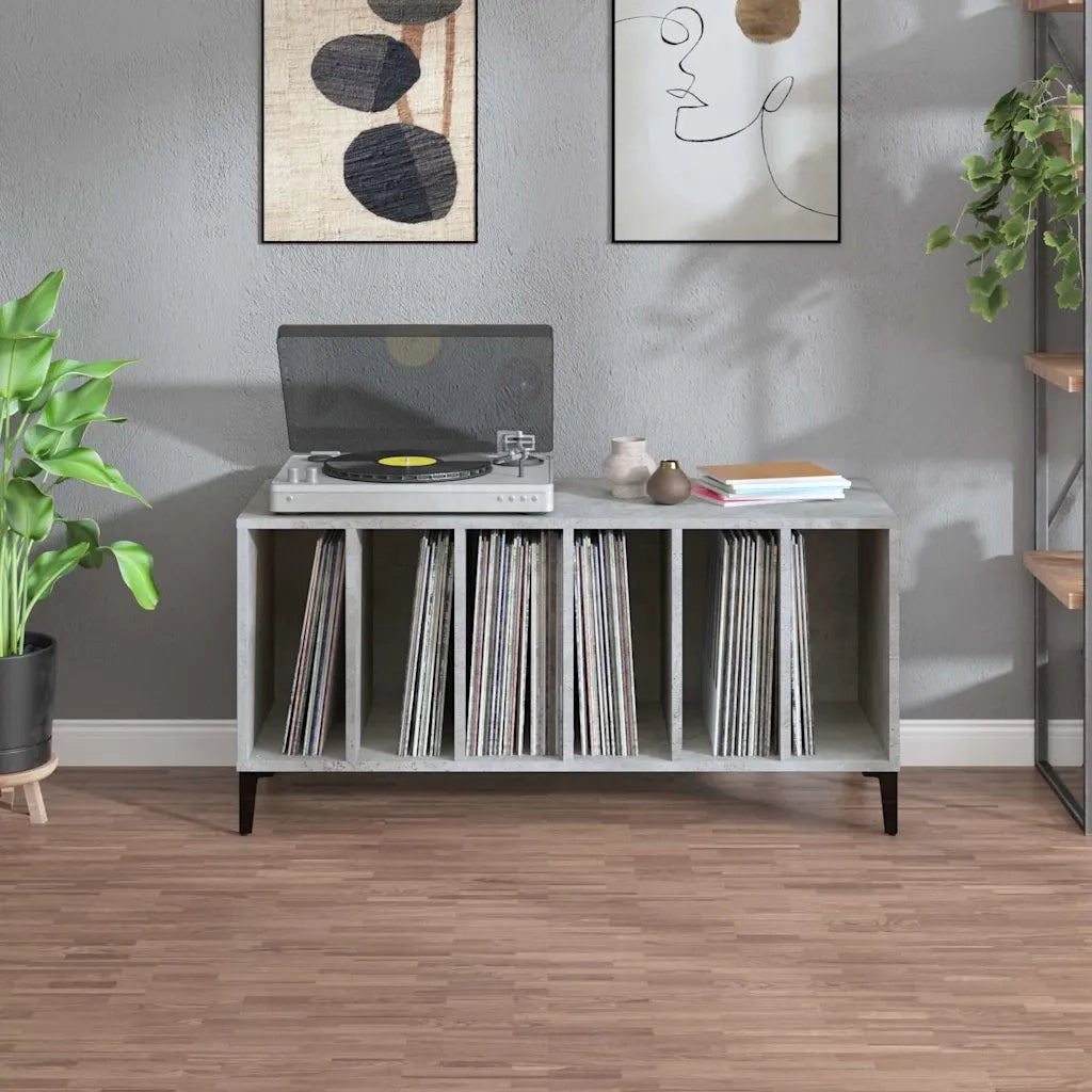 Mobile Porta Dischi Grigio Cemento 100x38x48 Legno Multistrato 831985