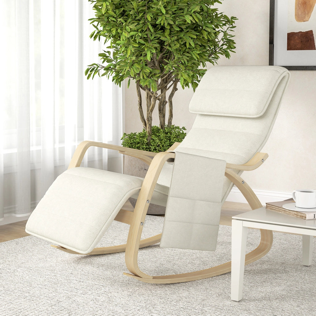 Poltrona Relax Dondolo Massaggiante con Poggiapiedi Regolabile ¨C Minimal ¨C Bianco Crema