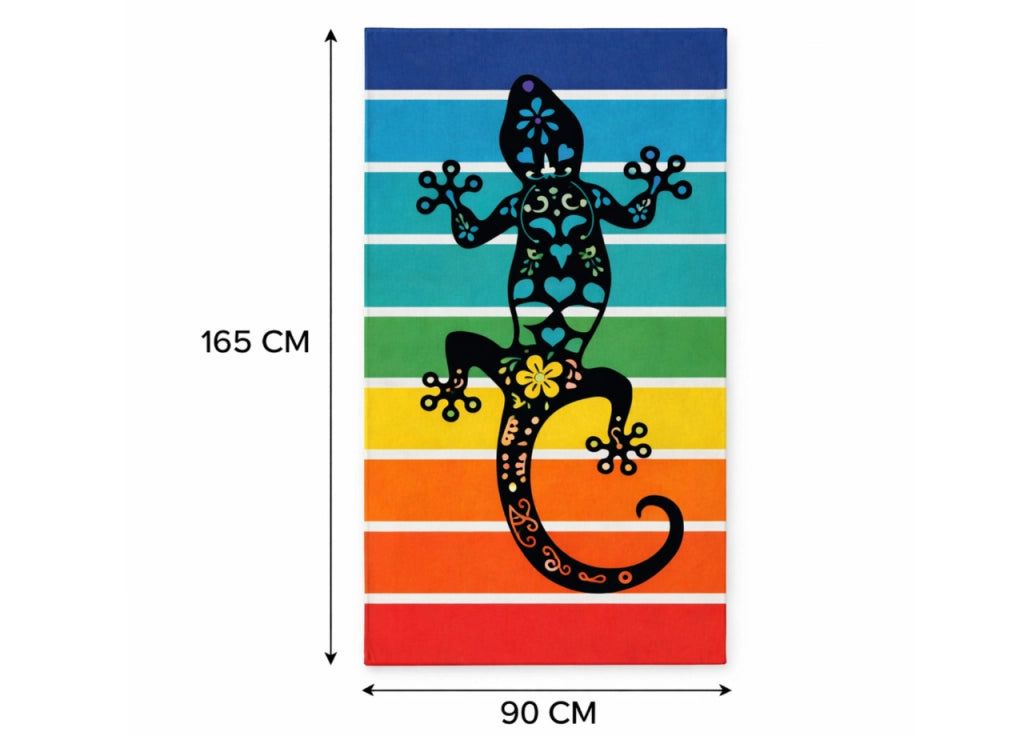 Telo Mare Jacquard Spugna Asciugamano Spiaggia Disegno Gecko - Telo Mare - Multicolor D1