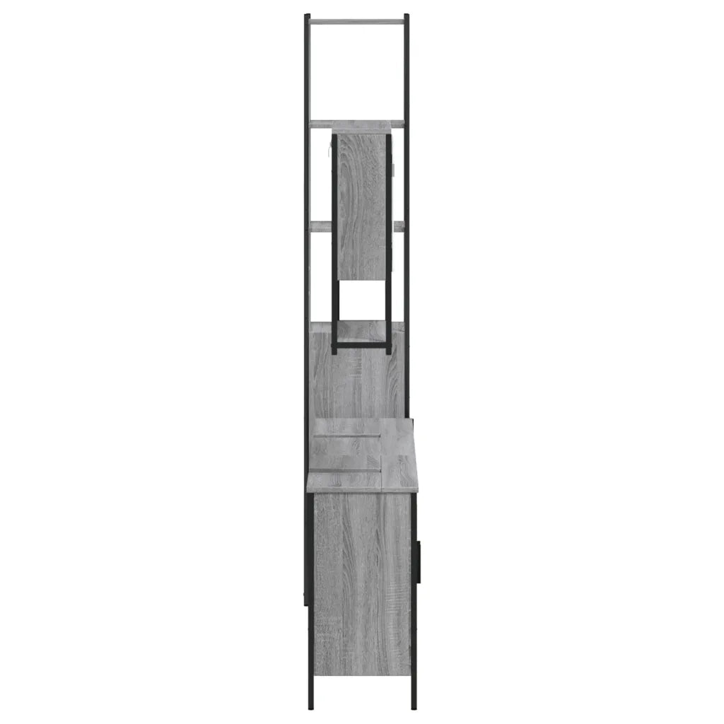 Set Mobili da Bagno | Armadio da bagno 4 pz Grigio Sonoma in Legno Multistrato