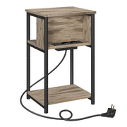 Tavolino/comodino piccolo con ciabatta sottile 2 prese CA 2 porte USB 30 x 34 x 58 cm per soggiorno/camera da letto marrone 12_0007537