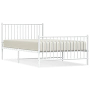 Letto singolo | Letto per adulti | Giroletto con Testiera e Pediera Metallo Bianco 107x203 cm