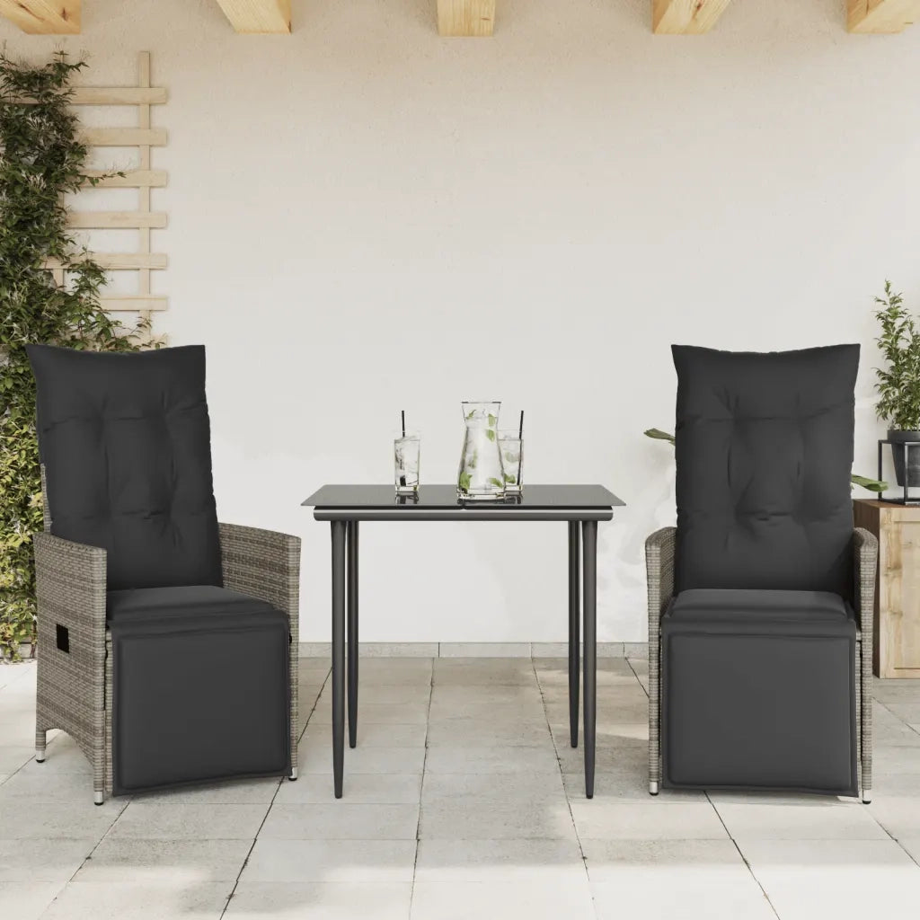 Sedie da Giardino Reclinabili 2 pz | Sedie da Esterno e Cuscini Grigio Polyrattan