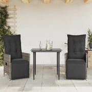 Sedie da Giardino Reclinabili 2 pz | Sedie da Esterno e Cuscini Grigio Polyrattan
