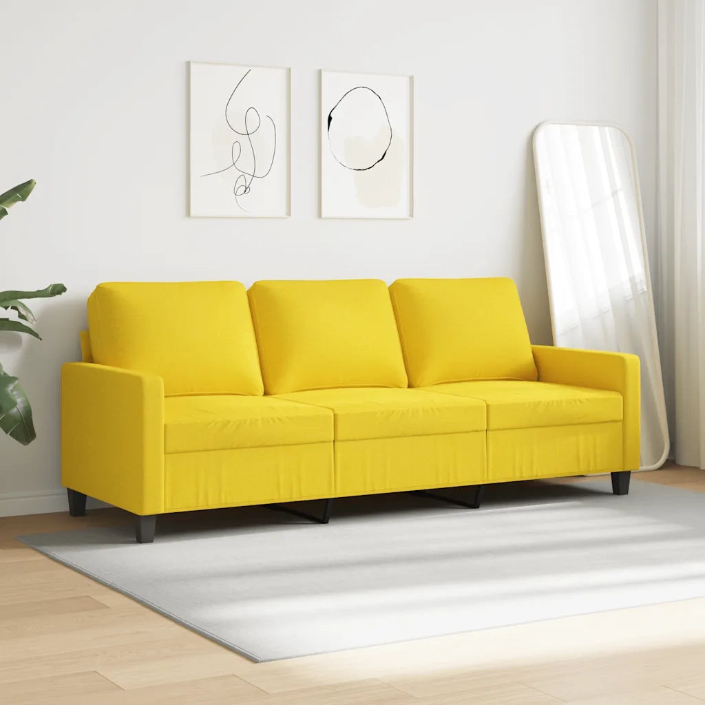 Divano a 3 Posti Giallo Chiaro 180 cm in Tessuto