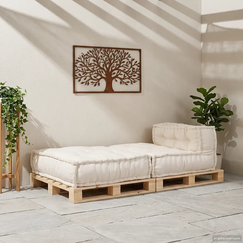 Pouf Modulare Crema 70x70x54 in Tessuto