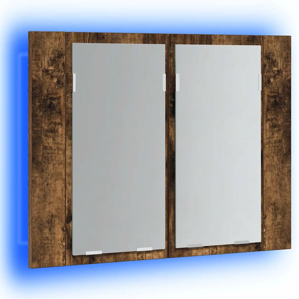 Mobile a Specchio | Armadio da bagno LED Rovere Fumo 60x12x45 cm Legno Multistrato
