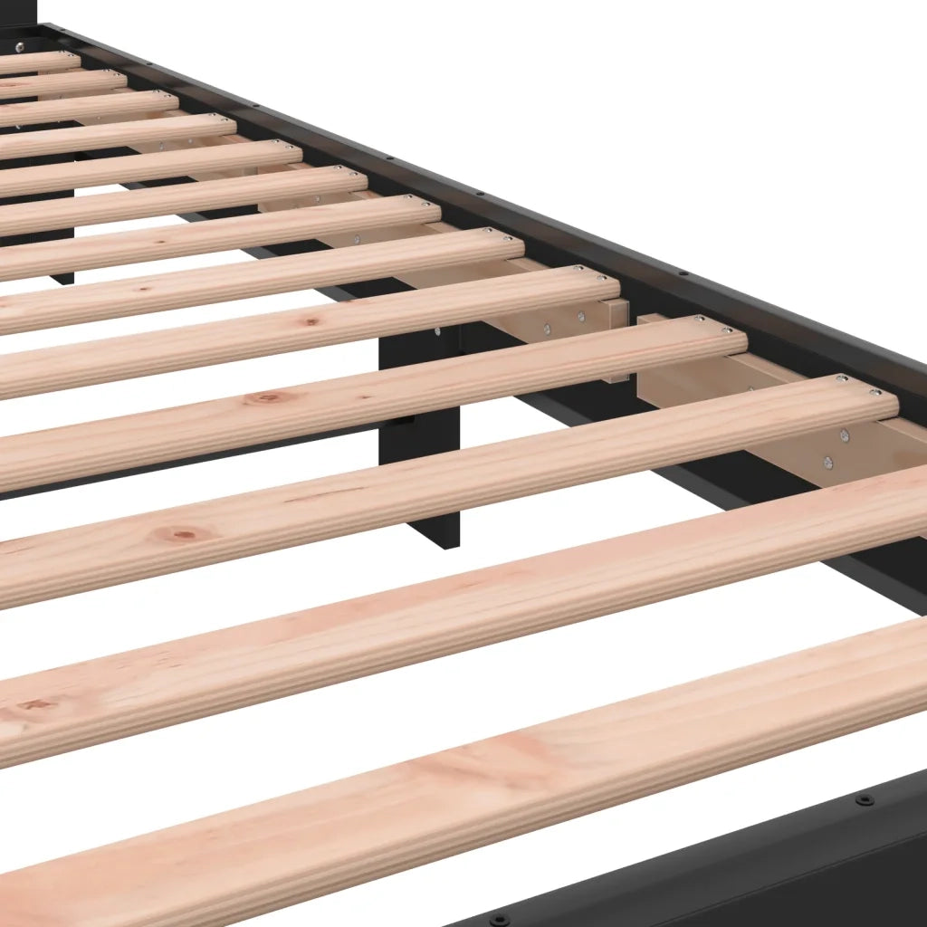 Giroletto-Struttura Letto Nero 90x200 cm in Legno Multistrato e Metallo 223227