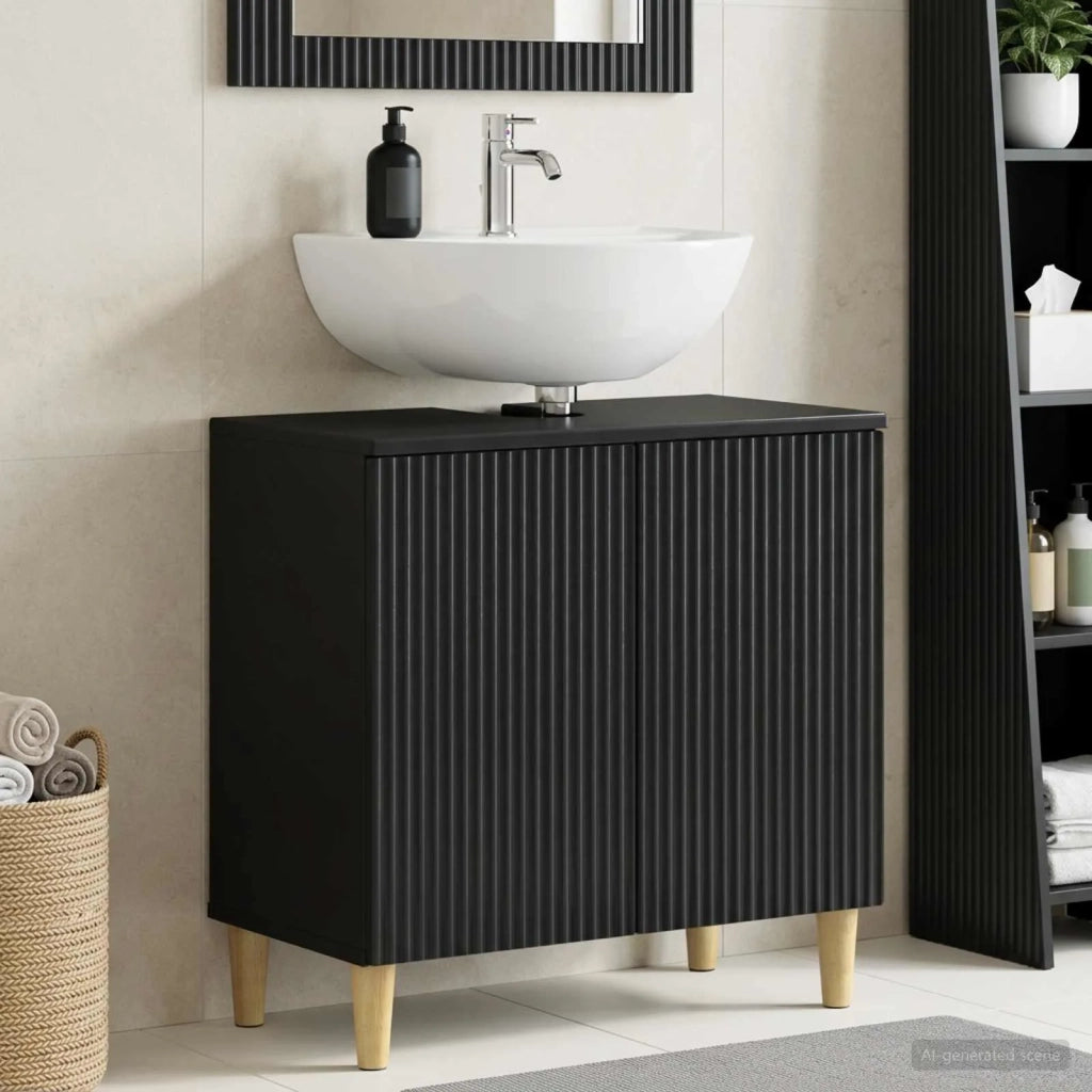 Armadio per Lavabo da Bagno ARNHEM Nero 59,5 x 31,5 x 59 cm 896566