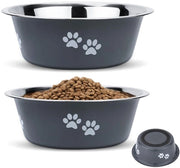 Set di Cibo per Cani da 2 pezzi - Acciaio Inossidabile - Base Antiscivolo - Mangiatoia/Aquaio - Duraturo/Krassostato - Adatto per Cani di Taglia Grande/Media/Piccola - Mangiatoia per Cani