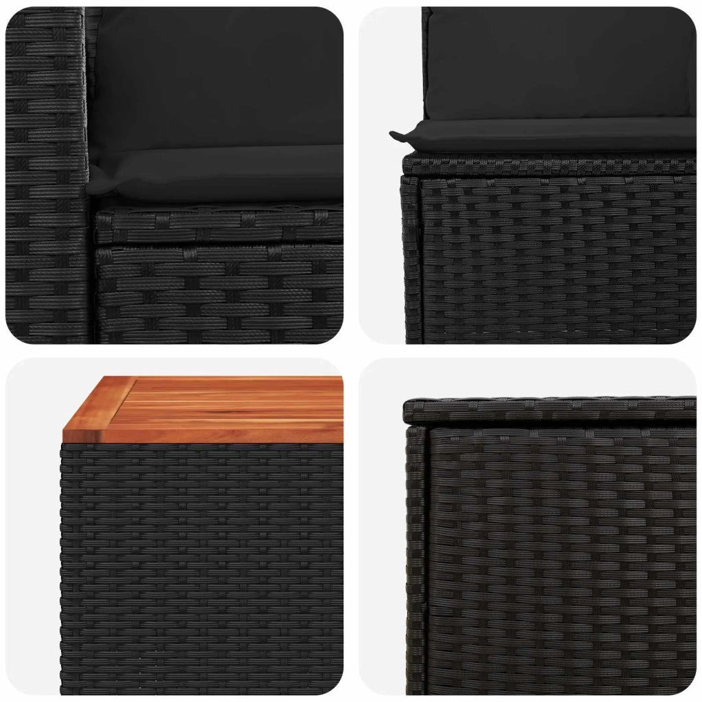 Set di divani 6 pz Nero Rattan sintetico e Acciaio 3447502