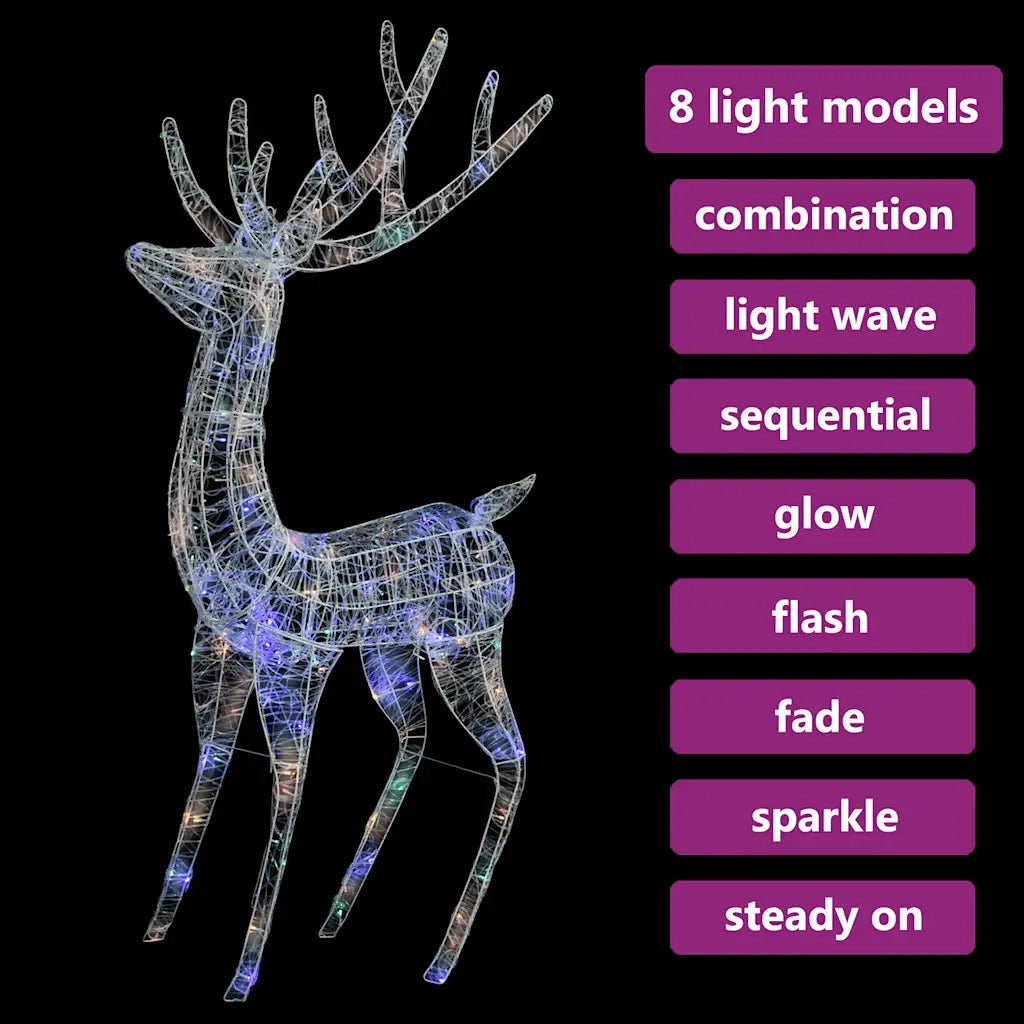 Renne di Natale XXL in Acrilico 250 LED 3 pz 180 cm Multicolore