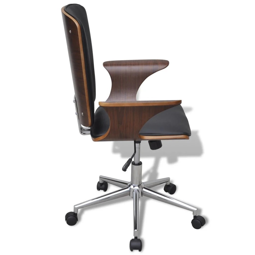 Sedia girevole da ufficio in legno curvato con rivestimento in similpelle 0502045