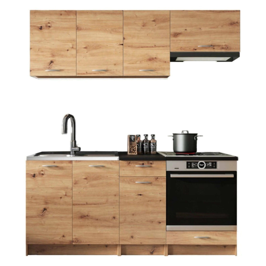 Cucinino Teano, Cucina Modulabile, Marrone Rovere Nodi