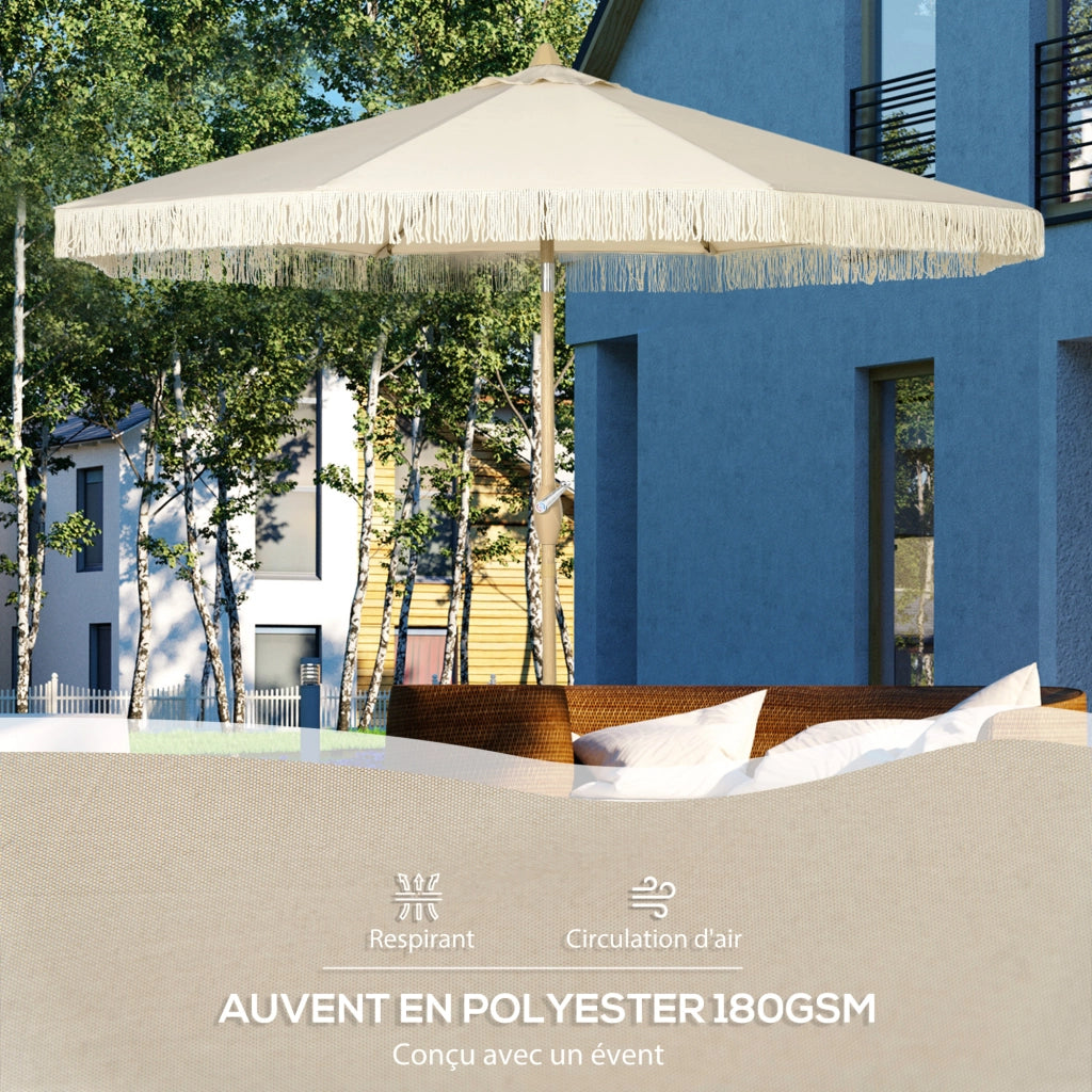 Parasole da giardino inclinabile con manovella ¨C zephmum ¨C crema ?265x244 cm