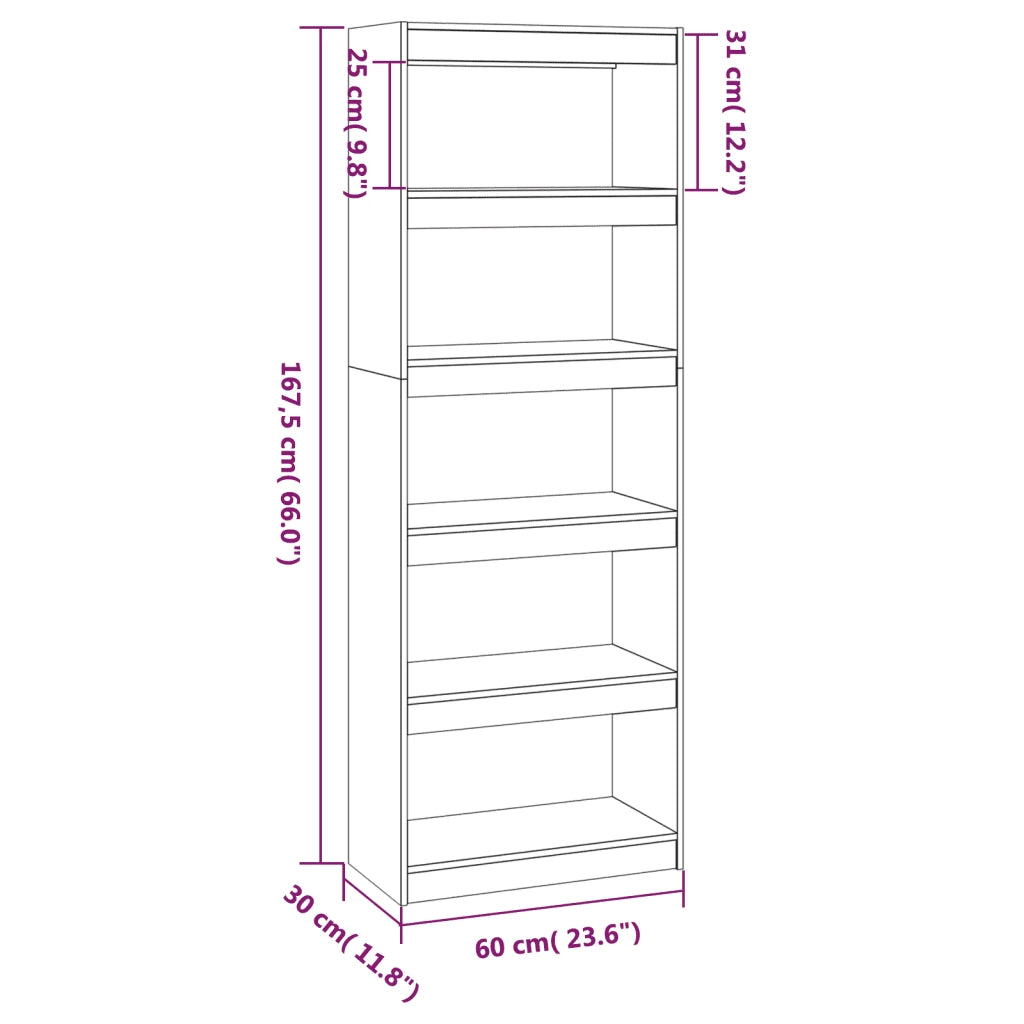 Libreria/Divisorio Nero 60x30x167,5 cm in Massello di Pino 808177