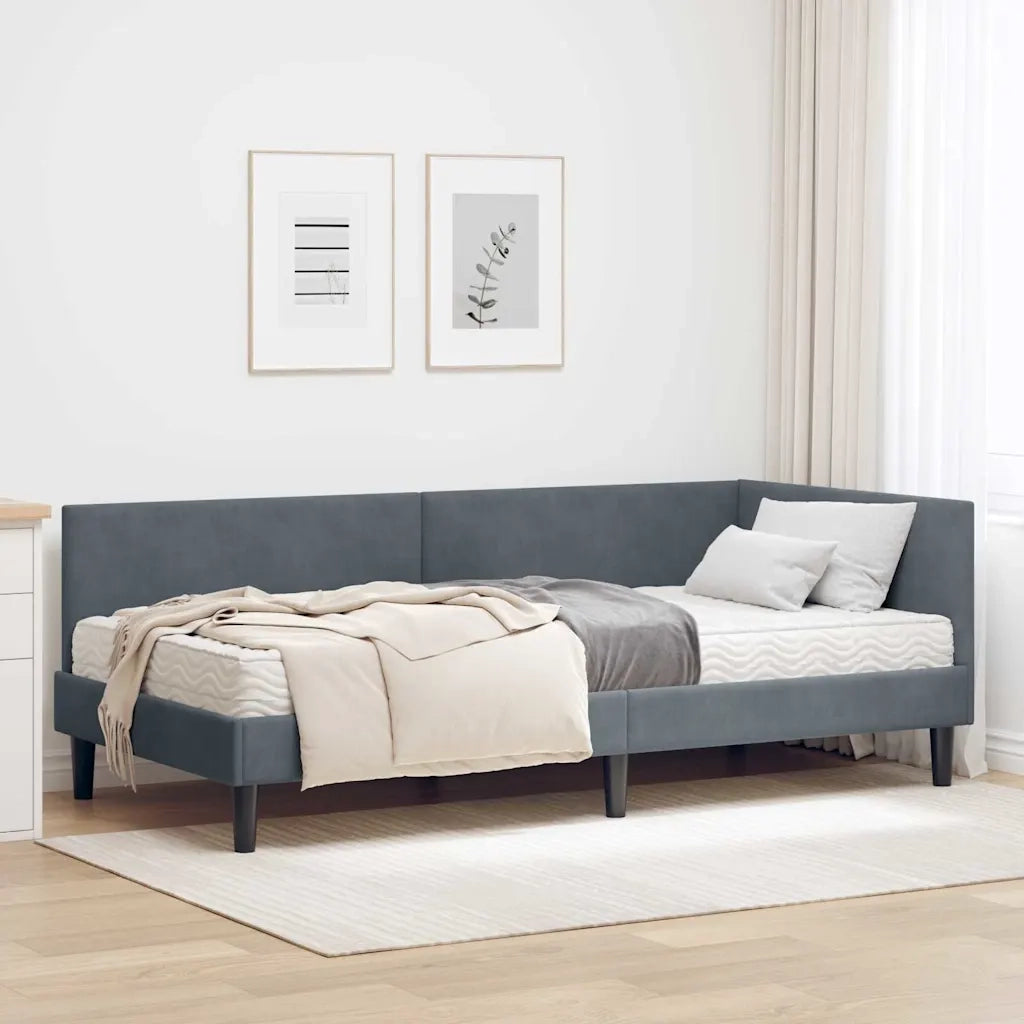 Struttura Letto Angolare con Materasso 2 pz-Giroletto con materasso Grigio Velluto 938460