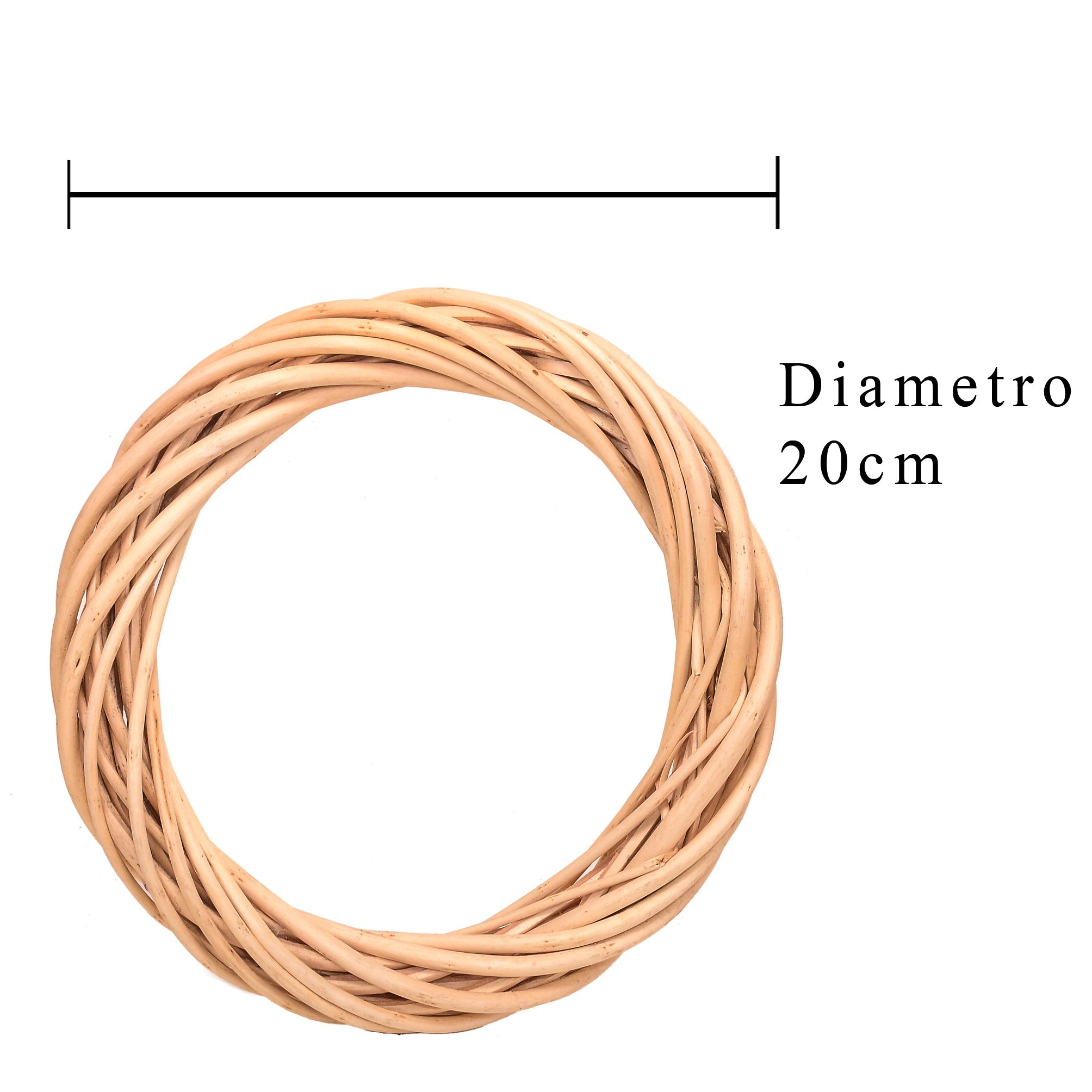 Set 8 Coroncine di Rattan Chiara Larghezza 20 cm