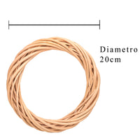 Set 8 Coroncine di Rattan Chiara Larghezza 20 cm