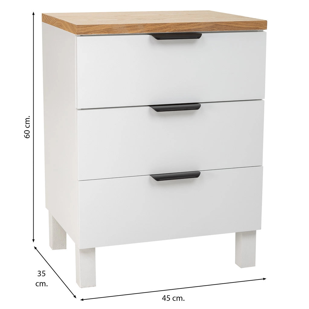 Tavolo in legno con 3 cassetti 45x35x60