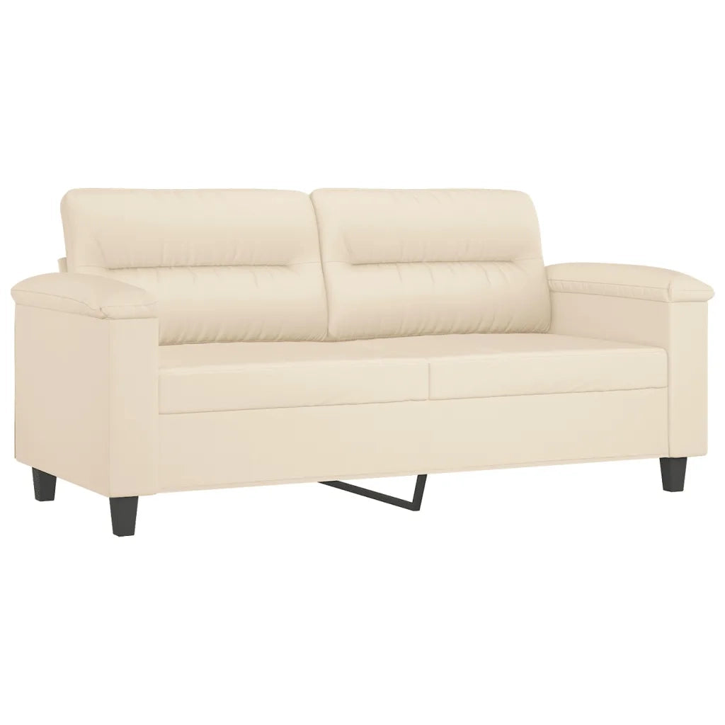 Set Divani 3 pz con Cuscini Beige in Tessuto Microfibra 3202337