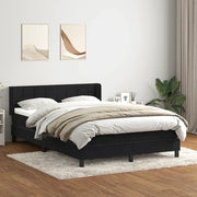 vidaXL Giroletto a Molle con Materasso Nero 160x210 cm in Velluto