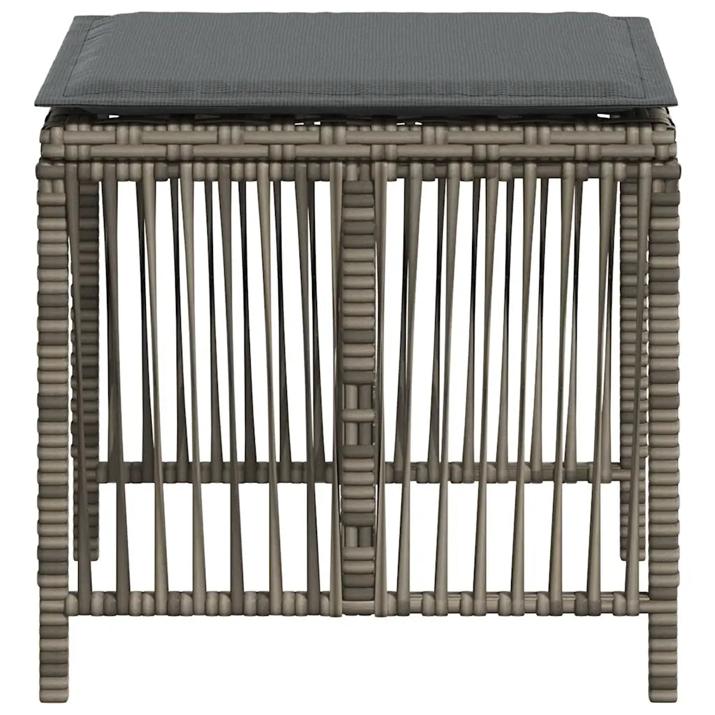 Sgabelli Giardino con Cuscini 4 pz Grigi 41x41x36cm Polyrattan CFW8048324