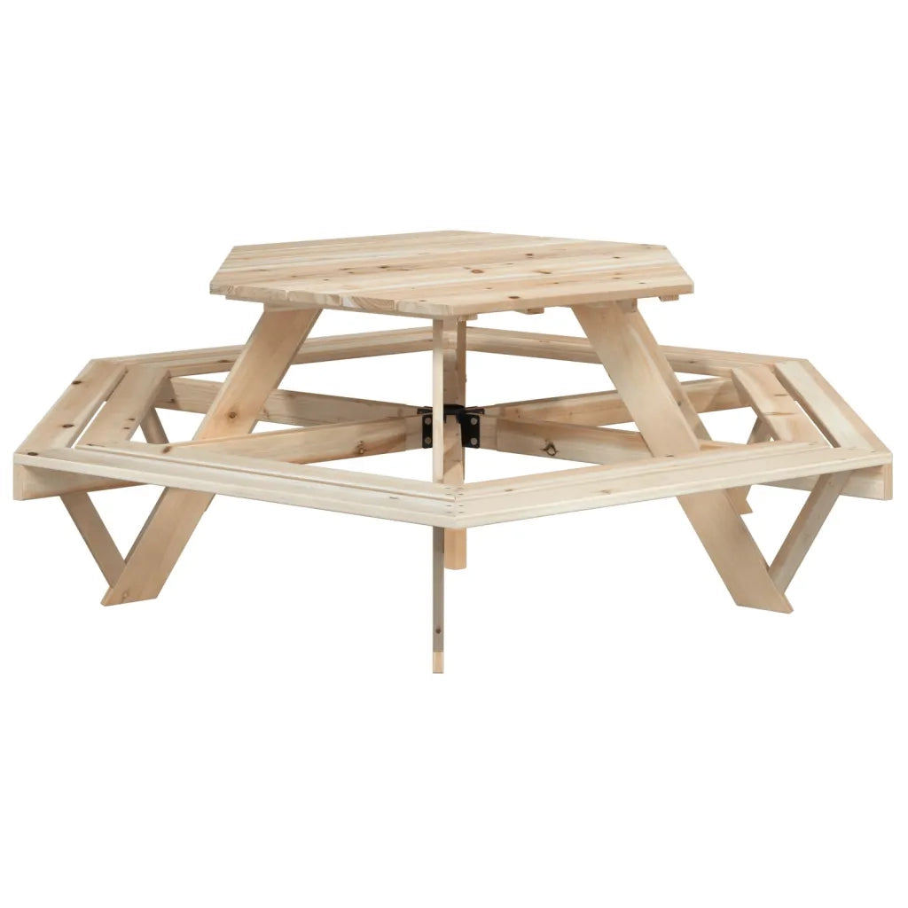 vidaXL Tavolo Picnic per 6 Bambini con Ombrellone Esagono Legno Abete