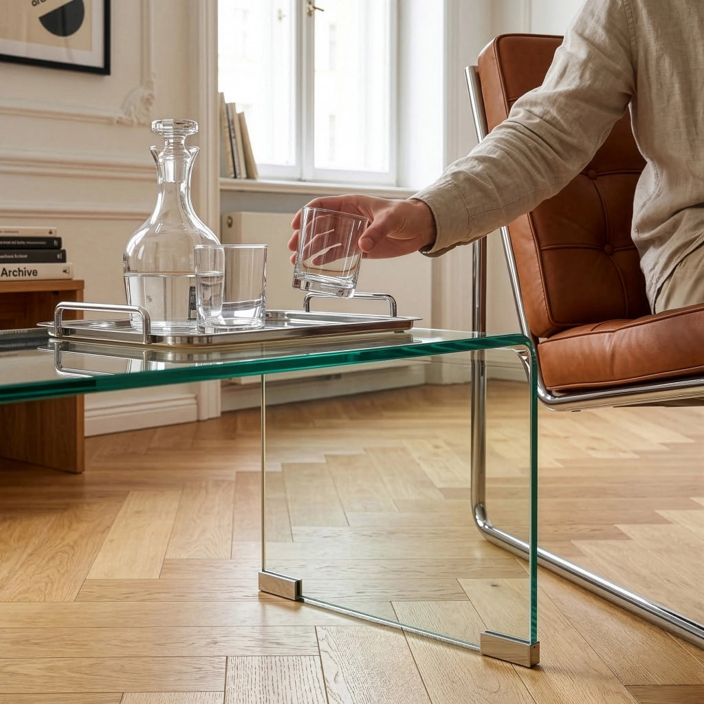 Tavolino da Caffè Väsas in Vetro 90 x 45 x 35 cm - Trasparente [en.casa]