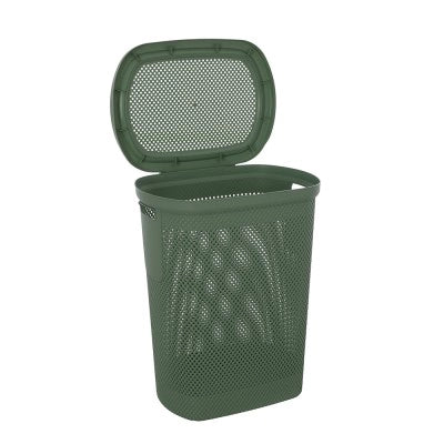 Portabiancheria con coperchio in plastica verde salvia 58 lt Kamala