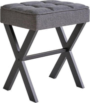 Sedia per trucco con piedi a X e riposo per gambe e tavolino multifunzionale per camera da letto e soggiorno - Grigio scuro