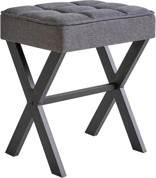 Sedia per trucco con piedi a X e riposo per gambe e tavolino multifunzionale per camera da letto e soggiorno - Grigio scuro