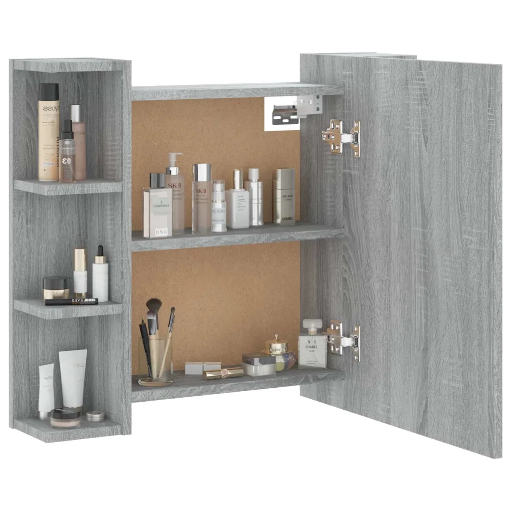 Mobile a Specchio con LED-Armadietto a Specchio Grigio Sonoma 70x16,5x60 cm