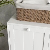 kleankin Mobile Portabiancheria con 2 Scomparti a Ribalta in Legno, 66x33x68cm, Bianco