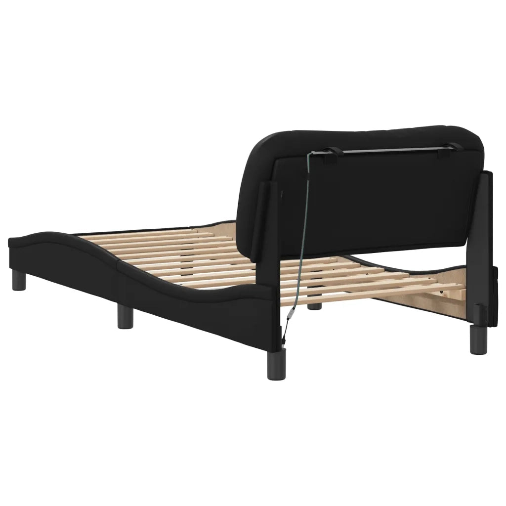 Giroletto con LED senza Materasso-Struttura Letto Hvar Nero 90x190 cm