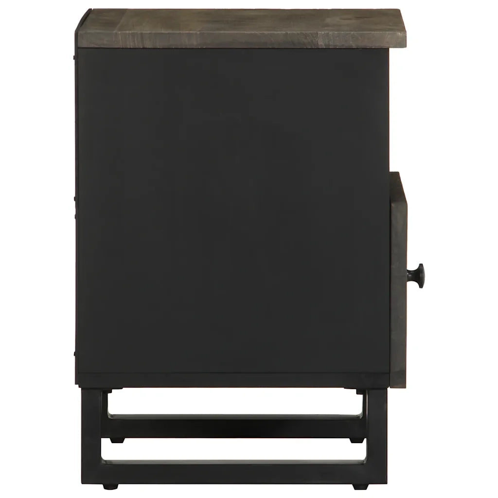 Comodino Nero 40x33x46 cm in Legno Massello di Mango 4017690