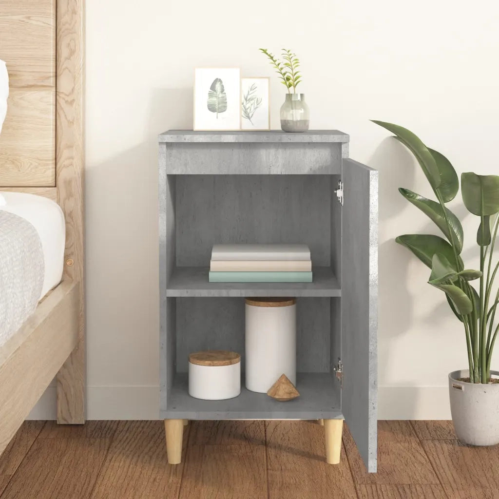 Comodino-Tavolino da notte Grigio Cemento 40x35x70 cm in Legno Multistrato 388703