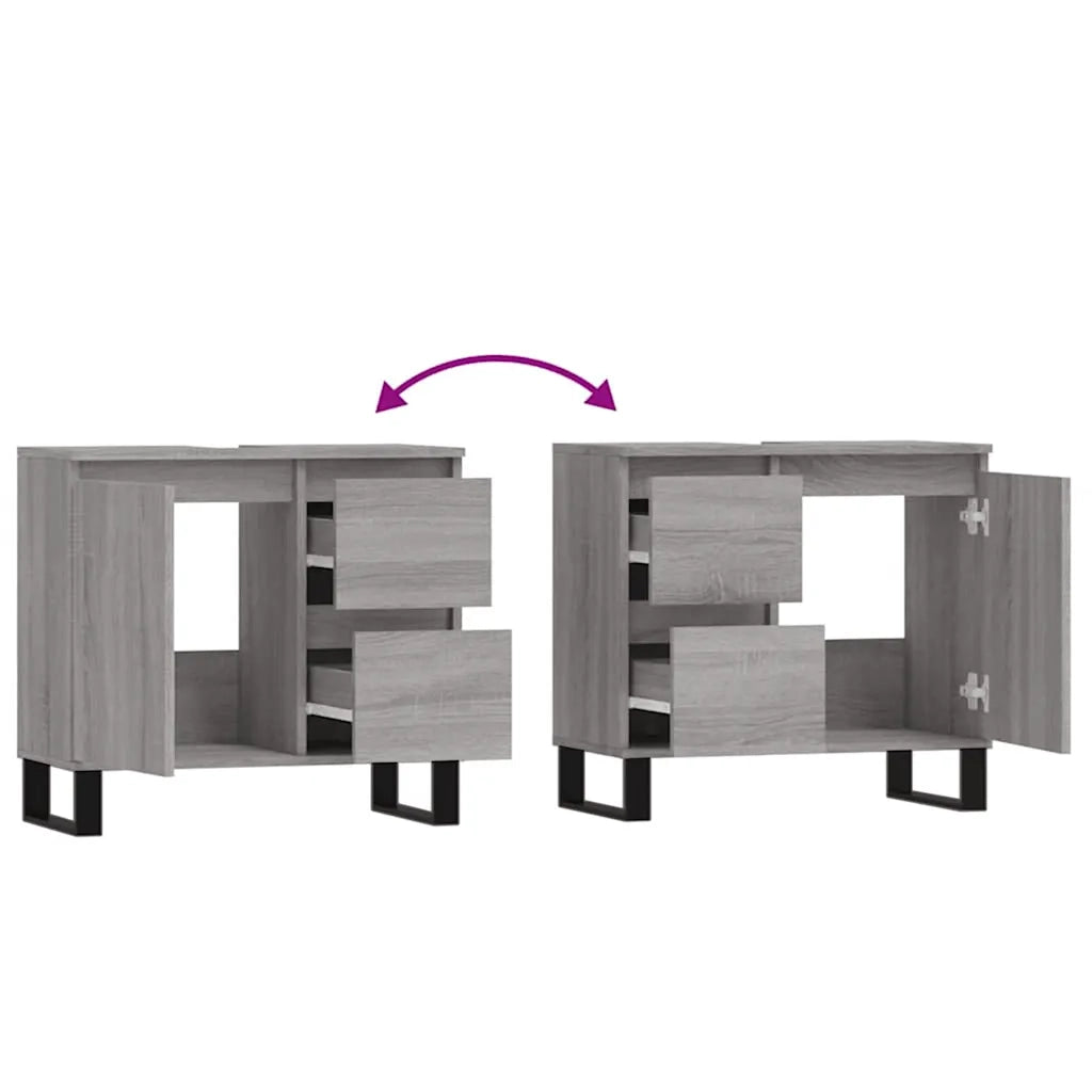 Armadietto Bagno Grigio Sonoma 65x33x60 cm in Legno Multistrato